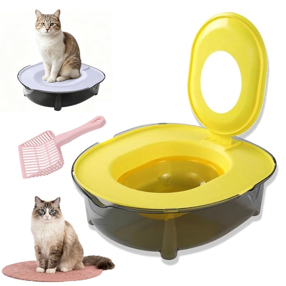 Cat Toilet Trainer Kit, Upgraded Cat Potty Toilet Training Kitm,Portable Litter Box Flushable Design Easy Clean Thickened PP Material for Small and Medium Cats