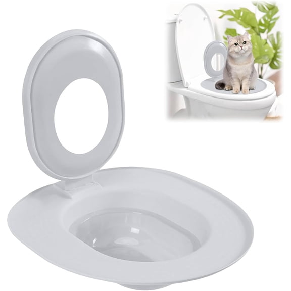 Cat Toilet Training Kit, Cat Toilet Trainer Kit with Suction Cups, PP Material Litter Box Replacement, Trainig Seat Tool, Easy to Clean & Install, Eco-Friendly Design for Pet Hygiene(Grey)