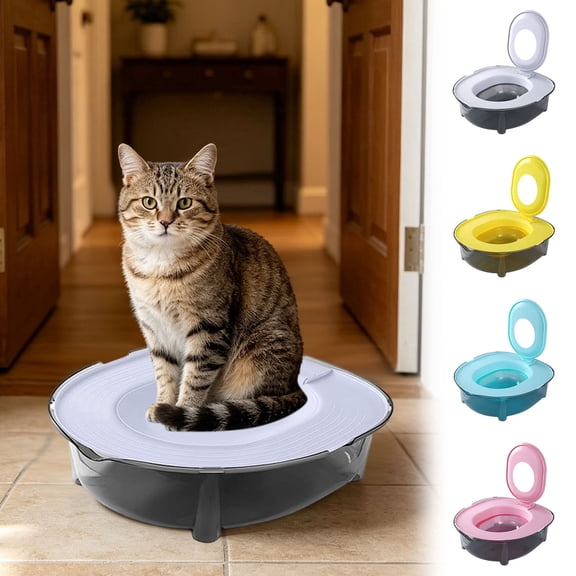 Cat Toilet Training Kit – Easy Transition from Litter Box to Human Seat, Step-by-Step System for Indoor Cats, Reduces Litter Mess & Saves Space