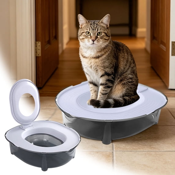 Cat Toilet Training Kit, Litter Box Alternative, Cat Potty Trainer, Toilet Transition System, Pet Litter Training, For Indoor Cats 15.7Inch-Grey