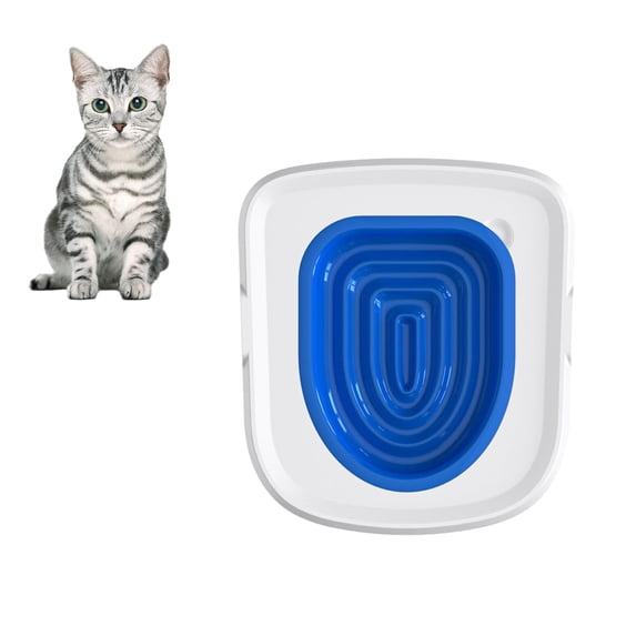Cat Toilet Training Kit, Universal Reusable Cat Toilet Trainer, Cat Toilet Training System, Train Your Cat to Use The Toilet, Cat Toilet Training Seat Tool for Pet Cleaning(Blue)