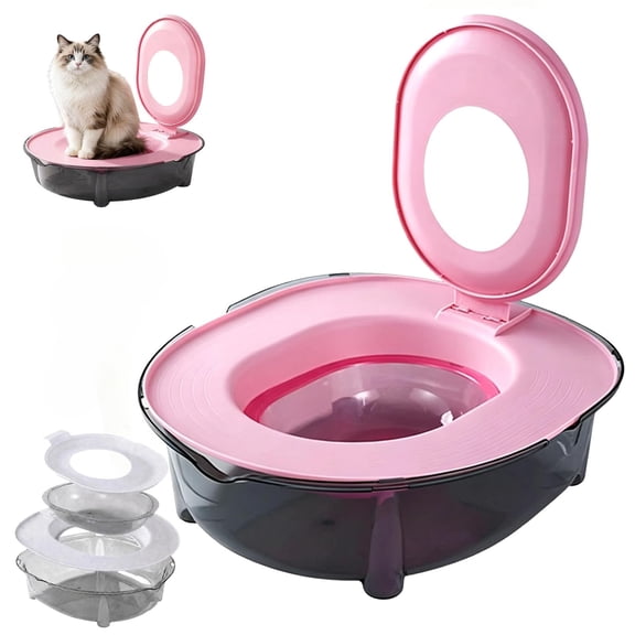 Cat Toilet Training Kit for Indoor Cats, Portable Litter Box Trainer with PP Tray Pink Blue