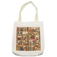 thumbnail image 1 of Cat Tote Bag, Nerd Book Lover Kitty Sleeping over Bookshelf Library Academics Feline Boho Design, Cloth Linen Reusable Bag for Shopping Books Beach and More, 16.5" X 14", Cream, by Ambesonne, 1 of 2