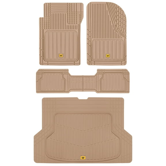 Cat ToughLiner Heavy Duty Rubber Floor Mats & Cargo Trunk Liner for Car SUV Van Sedan, Beige