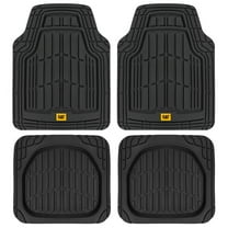 Cat® ToughRide™ Heavy-Duty 4 Piece Rubber All Season Floor Mats for Car Truck Van SUV, Black - Premium Trim to Fit Car Floor Mat, All Weather Deep Dish Automotive Floor Mats, Total Dirt Protection