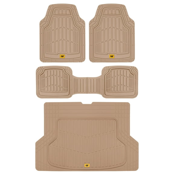 Cat ToughRide Heavy Duty Rubber Floor Mats & Cargo Trunk Liner for Car SUV Van Sedan, Beige