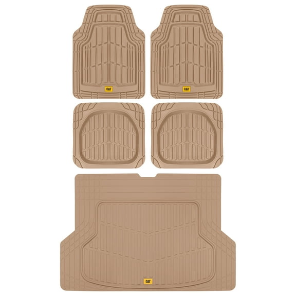 Cat ToughRide Heavy Duty Rubber Floor Mats & Cargo Trunk Liner for Car SUV Van Sedan, Beige