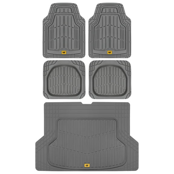Cat ToughRide Heavy Duty Rubber Floor Mats & Cargo Trunk Liner for Car SUV Van Sedan, Gray