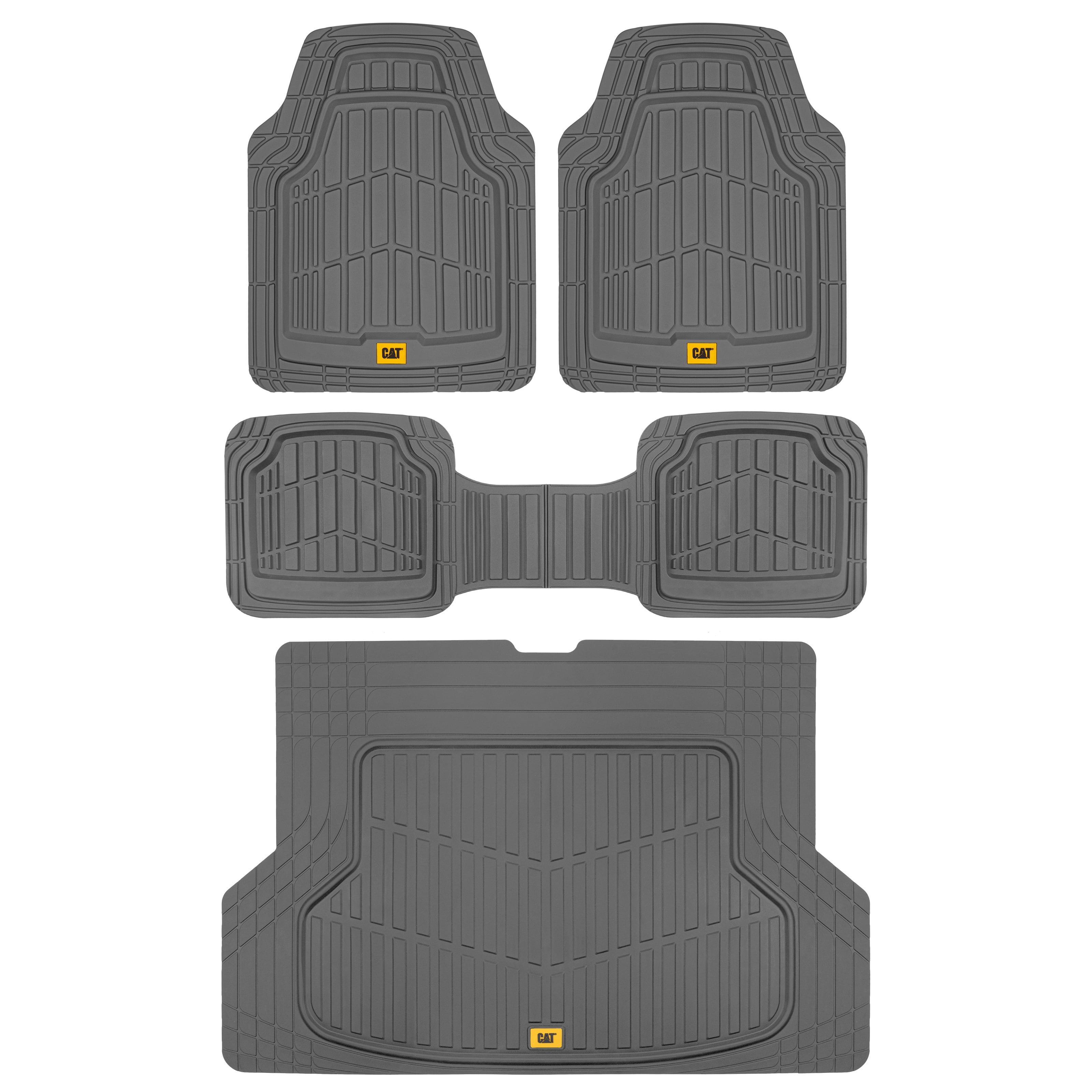 Cat® ToughRide Heavy Duty Rubber Floor Mats & Cargo Trunk Liner for Car SUV Van Sedan, Gray
