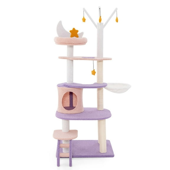 Cat Tower, Cat Tree for Indoor Cats, Multi-level Cat Tower with Sisal Covered Scratching Posts-M for Kittens, Elderly Cats, Adult Cats