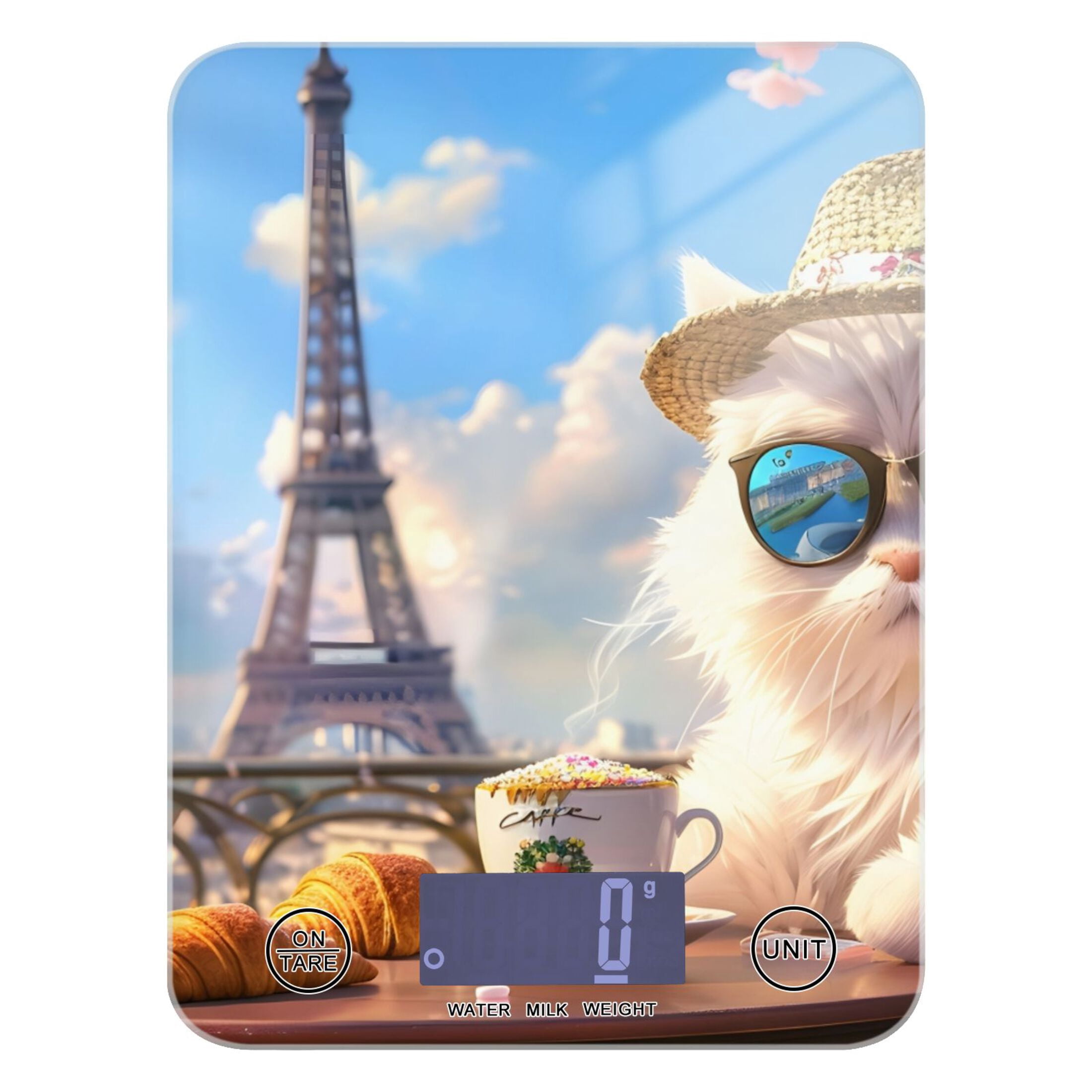 Cat Tower Flowers Food Scale Digital Kitchen Scale Waterproof Tempered Glass Tare Function 11 lb for Baking Cooking Meal Prep