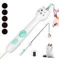 Cat Toy, 2in1 Red Light and Feather, Rechargeable, Long Range 5 Modes