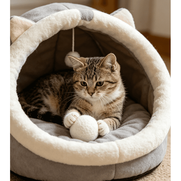 Cat Toy Ball, 2026 New Soft Wool Cat Toys for Indoor Cats, Stretchable Fuzzy Pom Pom Balls, Entertainment Interactive Playthings for Bored Cats and Kittens