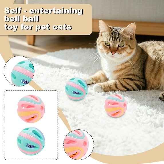Cat Toy Ball with Bell Sound Interactive Colorful Hollow Lightweight Rolling Toy for Indoor Play Boredom Stimulation Perfect for Kittens Adult Cats Engaging Pet Accessory 3Inch Size Green