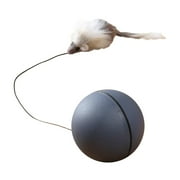 Cat Toy Ball, Electric Interactive Cat Toy with Auto Rotation, Smart Sensor, Durable, Feather Mouse Attachment - for Indoor Cats, Kittens, Playtime, Boredom Relief, Gray