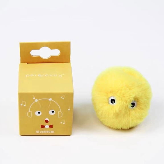 Cat Toy Ball For Indoor Cats - Interactive Squeaky Cat Ball With Catnip, Plush Design, Auto-Attract Feature For Kittens And Cats, Yellow