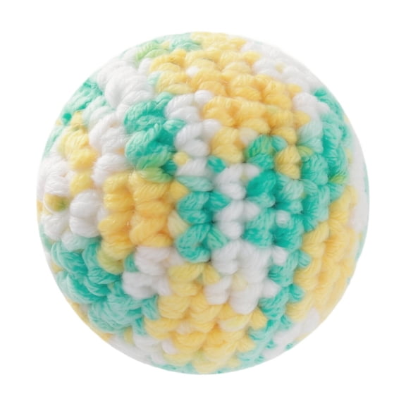 Cat Toy Ball, Hand Crocheted Yarn Ball with Built-in Bell, 1 Pack Yellow Mixed Color, Interactive Chew Bite Play Toy for Indoor Cats Kitten Teething Chasing Playing