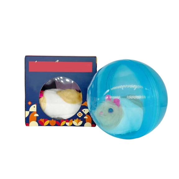 Cat Toy Ball Interactive Rolling Pet Toy with Brown White Plush Mouse Blue Shell Rechargeable Set 1 Count Enrichment Entertainment for Indoor Cats Kittens Self Play Exercise Pet Chasing Gift