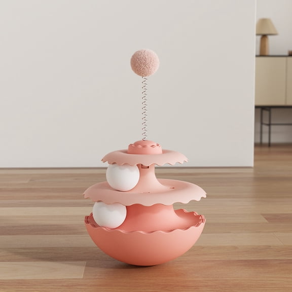 Cat Toy Ball, Spring Moving Ball Interactive Self-Playing Cat Toy, Pet Chew Toy With Rattle Sound To Relieve Boredom, Keep Cats Active, Pink