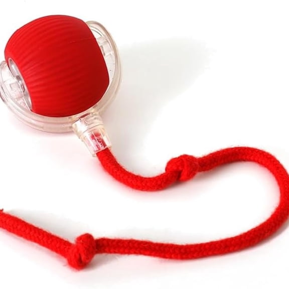 Cat Toy Ball with Tail Rope, Smart Rolling Ball, LED Light, Electric Self-Rolling Pet Toy, Interactive Cat Jumping Ball, Automatic Cat Teaser Ball, Small Dog Toy, Pet Excercise, Cat Activity (Red)