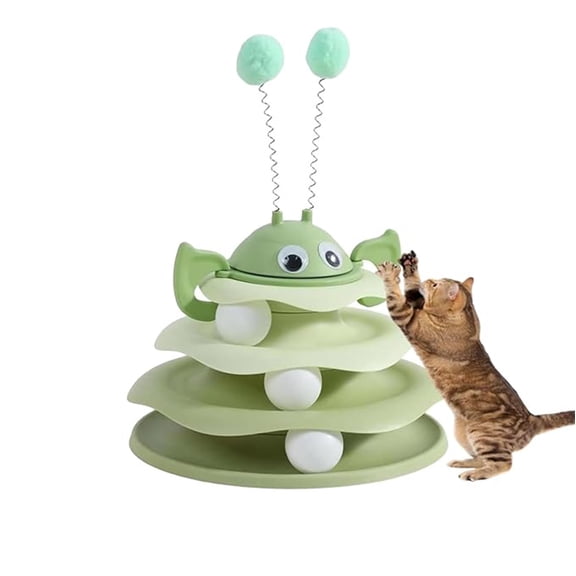 Cat Toy Ball Track Toy, Interactive Cat Enrichment Toy with Spinning Balls, Fun & Exercise for Indoor Kittens