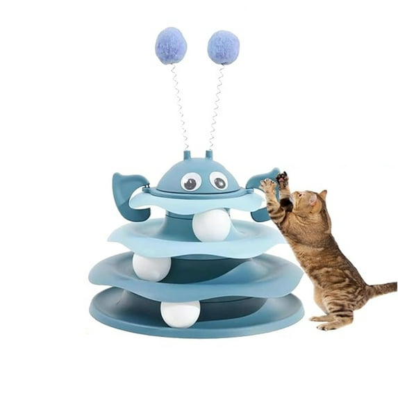 Cat Toy Ball Track Toy, Interactive Cat Enrichment Toy with Spinning Balls, Fun & Exercise for Indoor Kittens