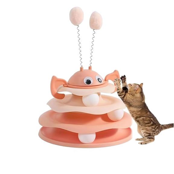 Cat Toy Ball Track Toy, Interactive Cat Enrichment Toy with Spinning Balls, Fun & Exercise for Indoor Kittens