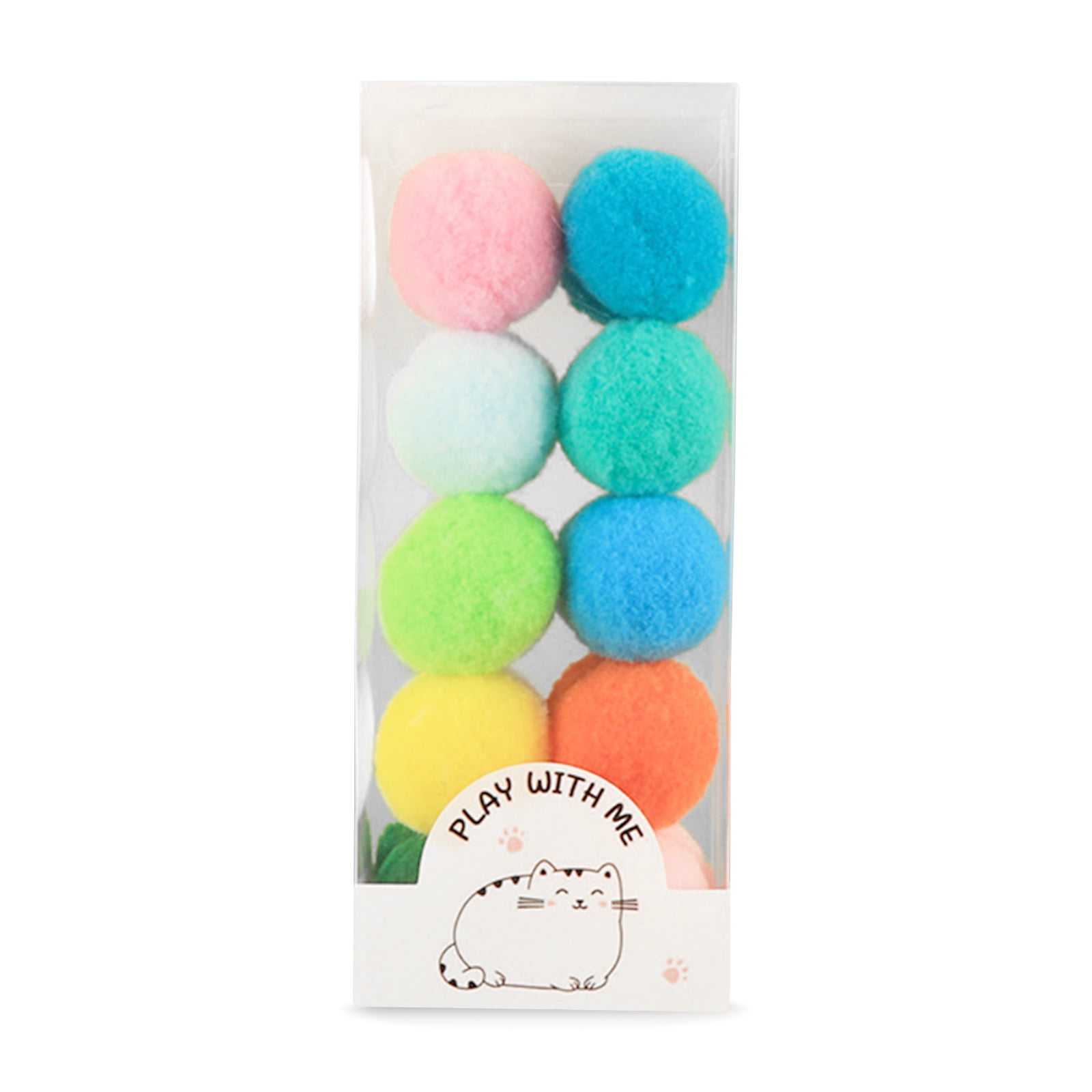 Cat Toy Balls Bulk Soft Kitten Pompon Toys Indoor Cats Interactive
