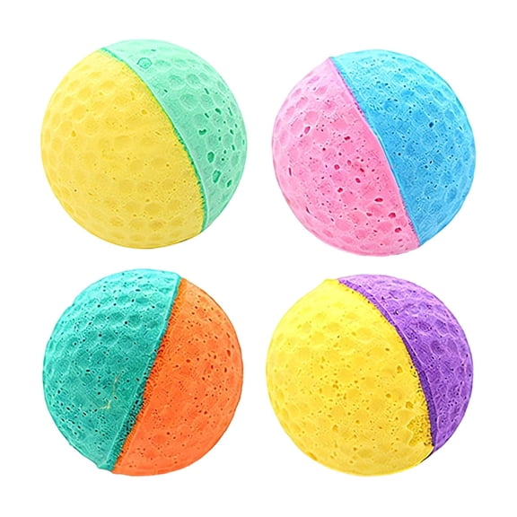 Cat Toy Balls, Interactive Latex Foam Balls with Feather for Indoor Cats, Soft Bouncy Soccer Pattern Chase Toys for Self-Play and Exercise, Random Colors, 1 Piece