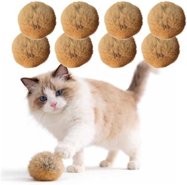 Cat Toy Balls, Ultra-Soft Fluffy Furry Pom Poms, Washable Quiet Kitten Toys for Chasing, Batting and Catching, Safe Interactive Pet Toys for All Cats