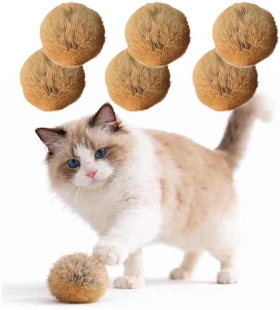 Cat Toy Balls, Ultra-Soft Fluffy Furry Pom Poms, Washable Quiet Kitten Toys for Chasing, Batting and Catching, Safe Interactive Pet Toys for All Cats
