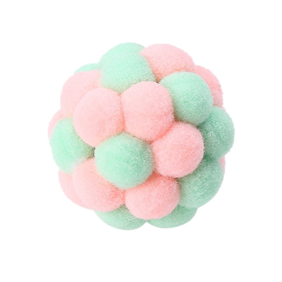 Cat Toy Balls with Bell 2PCS, Colorful Soft Fuzzy Balls Built-in Bell for Cats, Interactive Playing Chewing Toys for Indoor Cats and Kittens
