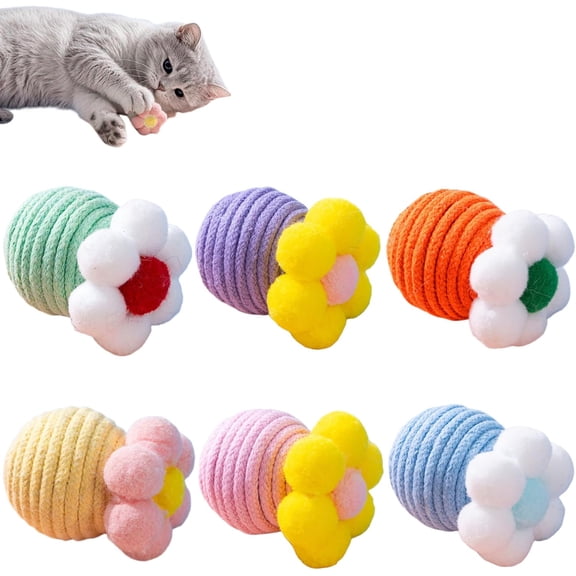 Cat Toy Balls with Bell, Bite-Resistant, 2 Inch, 6-Pack, for Indoor Cats