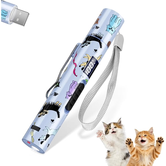 Cat Toy, Battery Screen, Cute Fun Creative Body, Rechargeable, 7 Adjustable Patterns, Interactive Kitten Pet Dog Chase Toy for Play Exercise (1pcs)