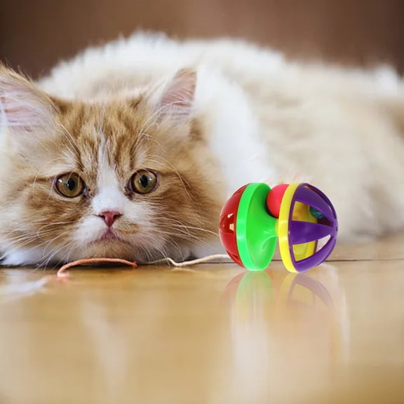 Cat Toy Bell Ball Jingle Ball for Cats Pounce Rattle Toy Interactive Playing Toy for Indoor Cat Exercise