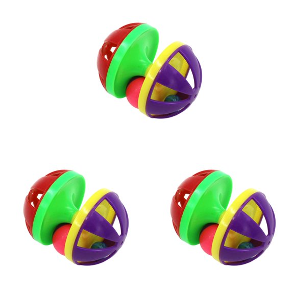 Cat Toy Bell Ball Plastic Jingle Balls for Cats Pounce Rattle Ball Toys for Cat Training Game Interactive Playing Toy 3PCS, Blue 3PCS