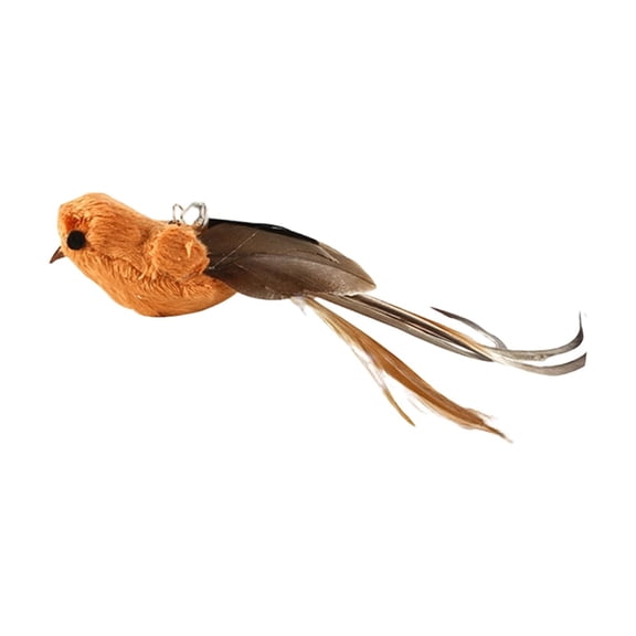 Cat Toy Bird Replacement Head with Bell Interactive Feather Bird Refill for Cat Wand Random Pattern