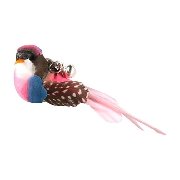Cat Toy Bird Replacement Head with Bell Interactive Feather Bird Refill for Cat Wand Random Pattern