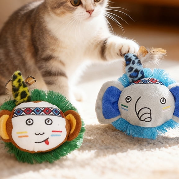 Cat Toy With Catnip Plush Material Interactive - Soft Chewable Non-Toxic Material Catnip Infused Teasing Scratching Design - For Kitten & Cats Indoor Home Play Durable Pet