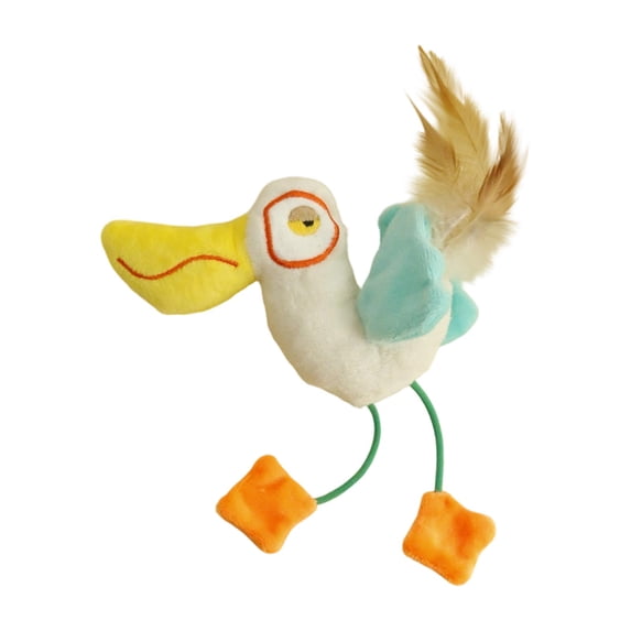 Cat Toy Chirping Bird Catnip With Feather Interactive Self-Playing Chew Toy For Indoor Cats Orange 1 Pack