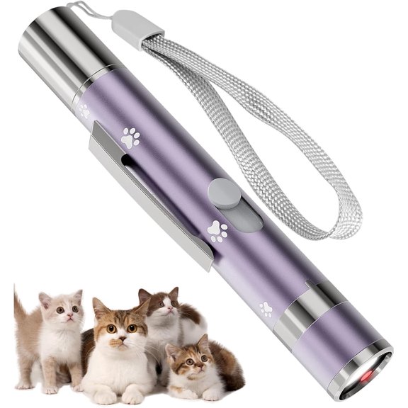 Cat Toy, Distinctive Purple Painted Metal Casing with Paw Print Design, USB Rechargeable, 3 Light Modes & 5 Adjustable Patterns,Interactive Chase Toy for Indoor Cat & Dog & Bird Training & Exercise