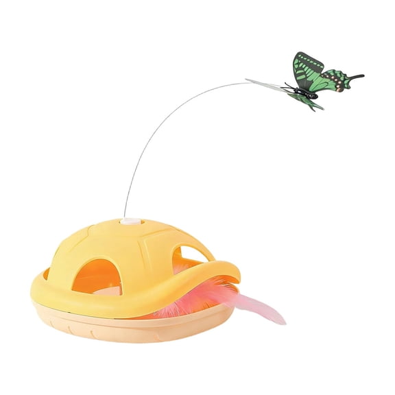 Cat Toy, Electric Automatic Rotating Butterfly Teaser with Tortoise Shell Design, Interactive Toy for Cats to Relieve Boredom - Yellow