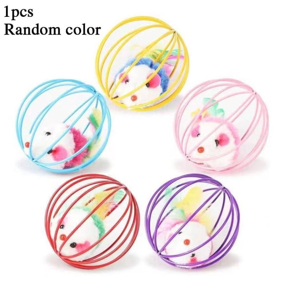 Cat Toy False Mouse in Rat Cage Ball for Kitten - Plush Simulated Mouse for Hunting Instinct