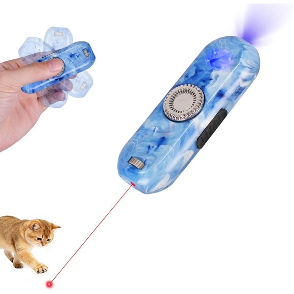 Cat Toy, Finger Rotatable, 3 Modes, 5 Fun Patterns, Rechargeable, Portable Dog Kitten Toy for Indoor Cats Chasing and Exercise