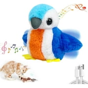 Cat Toy Flapping Wing Interactive Simulated Chirping Plush Bird Kitten Hanging Toy with Catnip USB Cable Rope for Indoor Cat Small Dog, Touch Activated, Rechargeable, No Flying