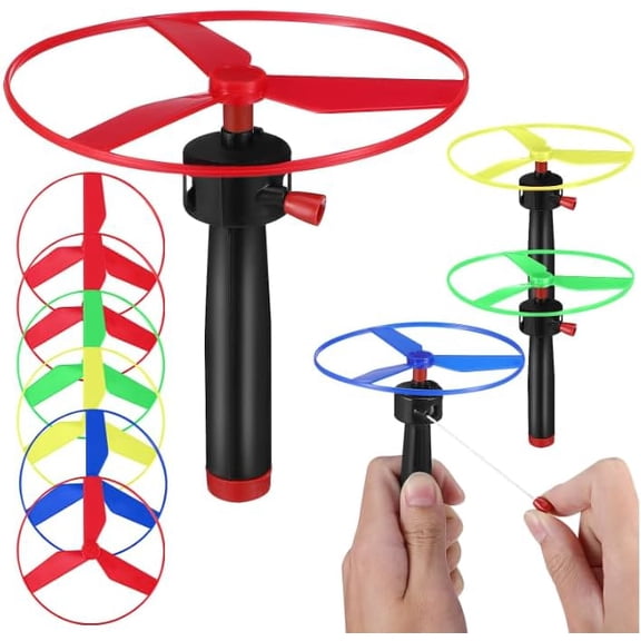 Cat Toy Flying Disc Toy, Pull String Pet Disc Toy, Interactive Propeller Shooter for Indoor Room, Outdoor Yard, Garden, Balcony, Terrace, Camping Pet Interactive Exercise, Easy to Use