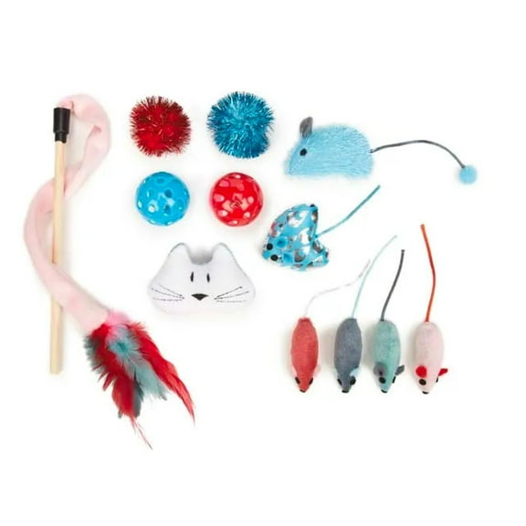 Cat Toy Gift Packs 12 Piece Boxes of Feline Fun Chase Pounce Bat Grasp Cuddle (1 Gift Pack Box)