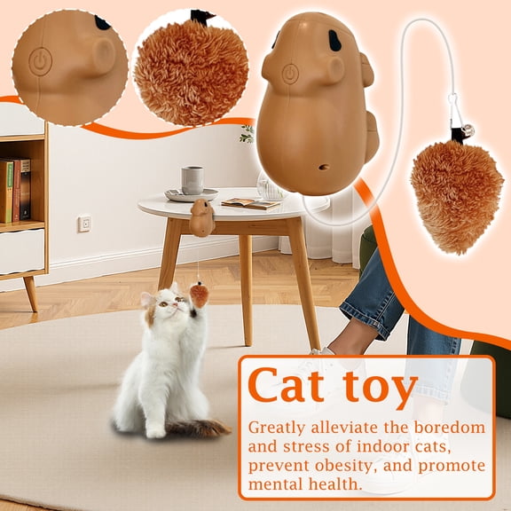 Cat Toy, Greatly Alleviate the Boredom and Stress of Indoor Cats, Rechargeable Interactive Play Toy with Elevating Bouncing Rechargeable Electric Long Rope Exercise