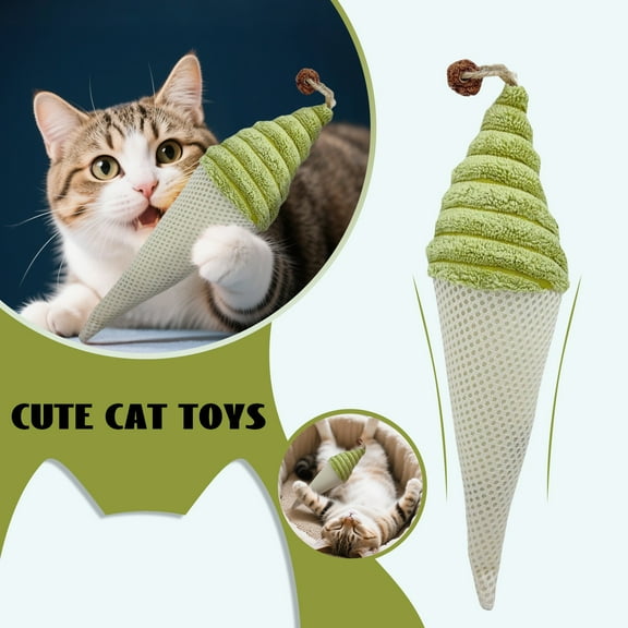 Cat Toy, Ice Cream Shaped Catnip Toy With Soft Plush Material, For Indoor Cats Playtime, Kitten Chewing, Pet Exercise