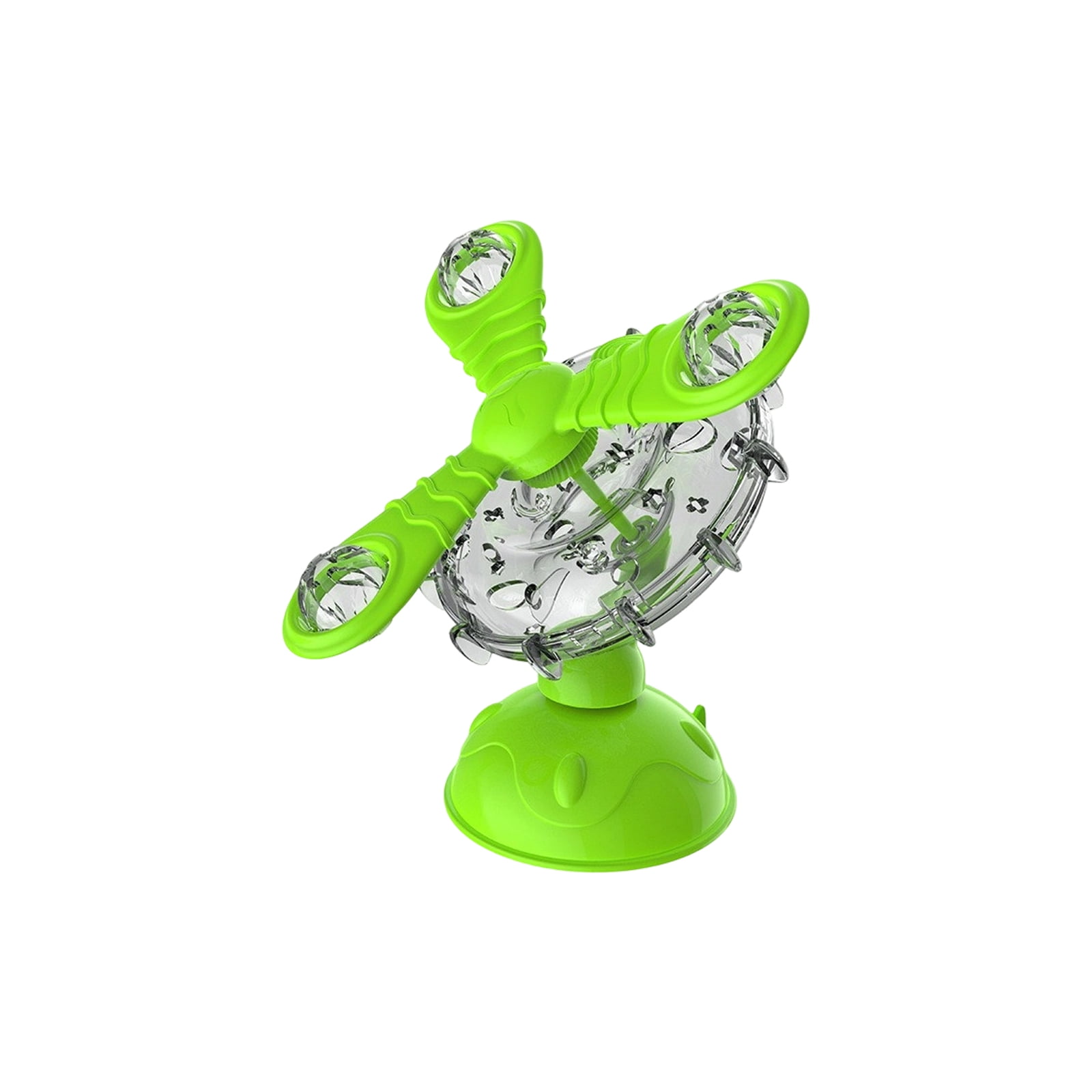 Cat Toy for Indoor Cats, Glowing & Sounding Rotating Treat Dispenser with Suction Cup, Interactive Kitten Toy for Boredom Relief, Pet Supplies for Cats - Fluorescent Green